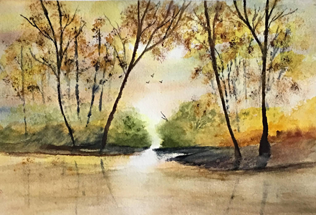 Sunset over the lake by Jennyben