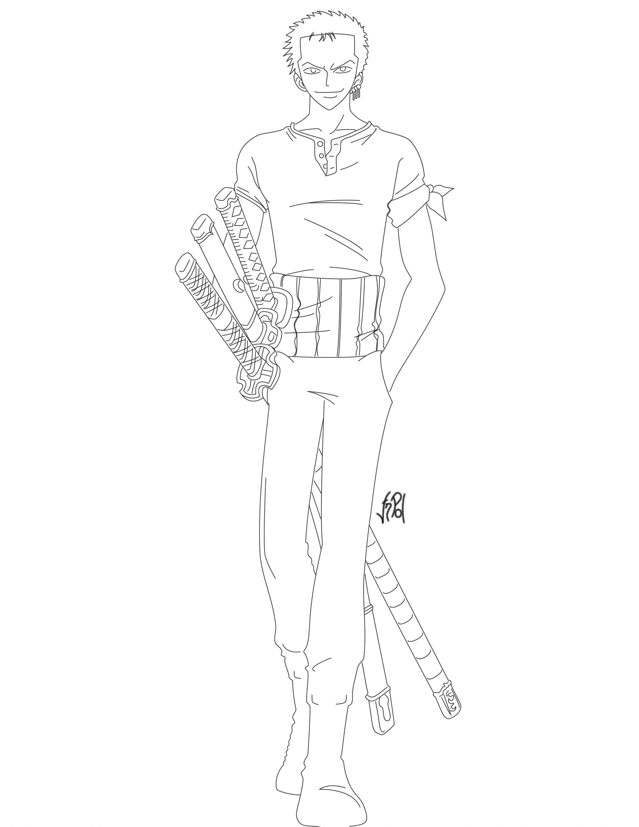 Roronoa Zoro Line Art by JnPol on DeviantArt