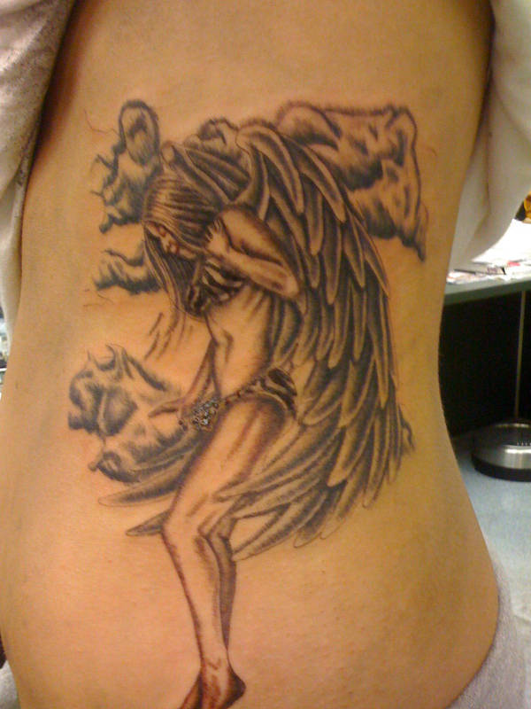 custom angel tattoo by thelittlered