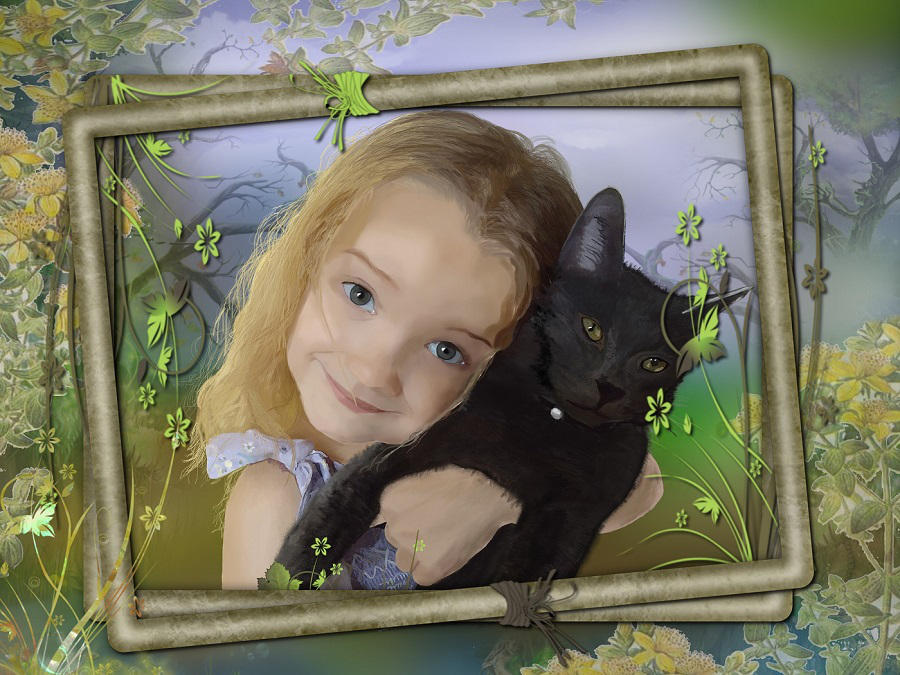 Girl and cat by ellanoir1