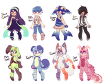 (1/8 OPEN) Human/Anthro Adopts -Flatsale- by royalraptors