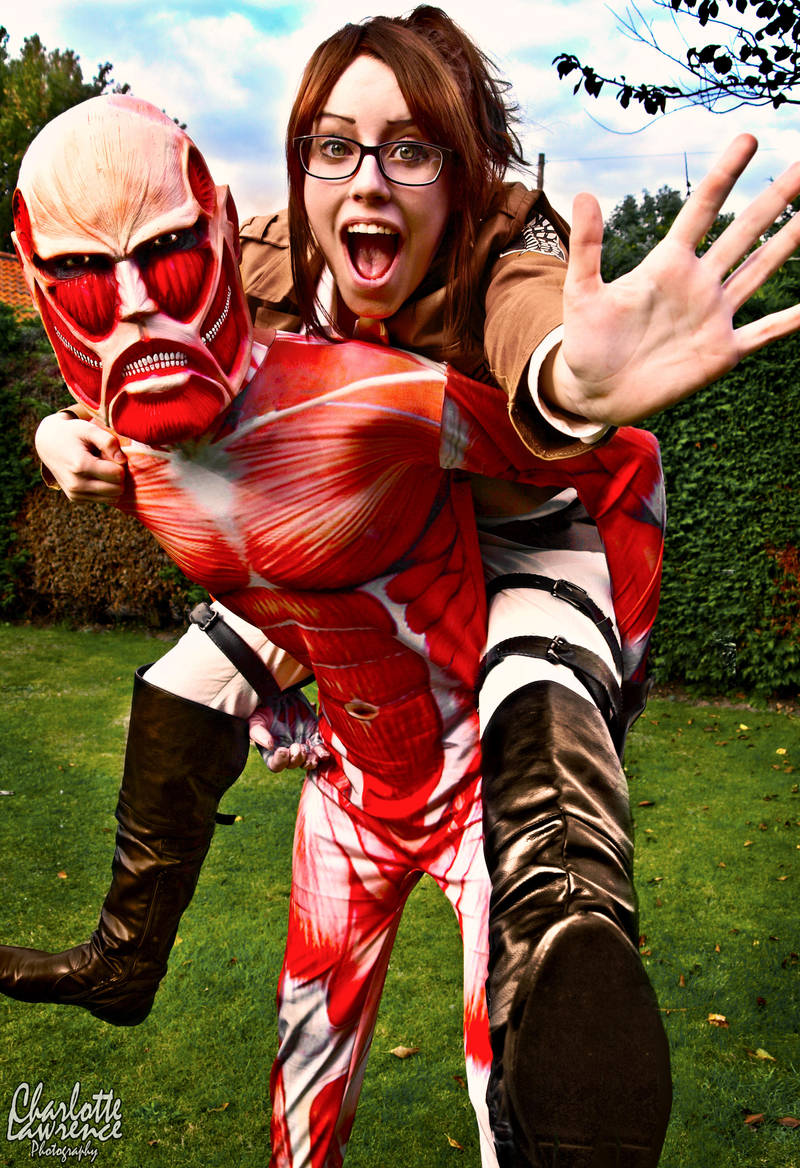 Hanji and the Colossal Titan by CharlightArt