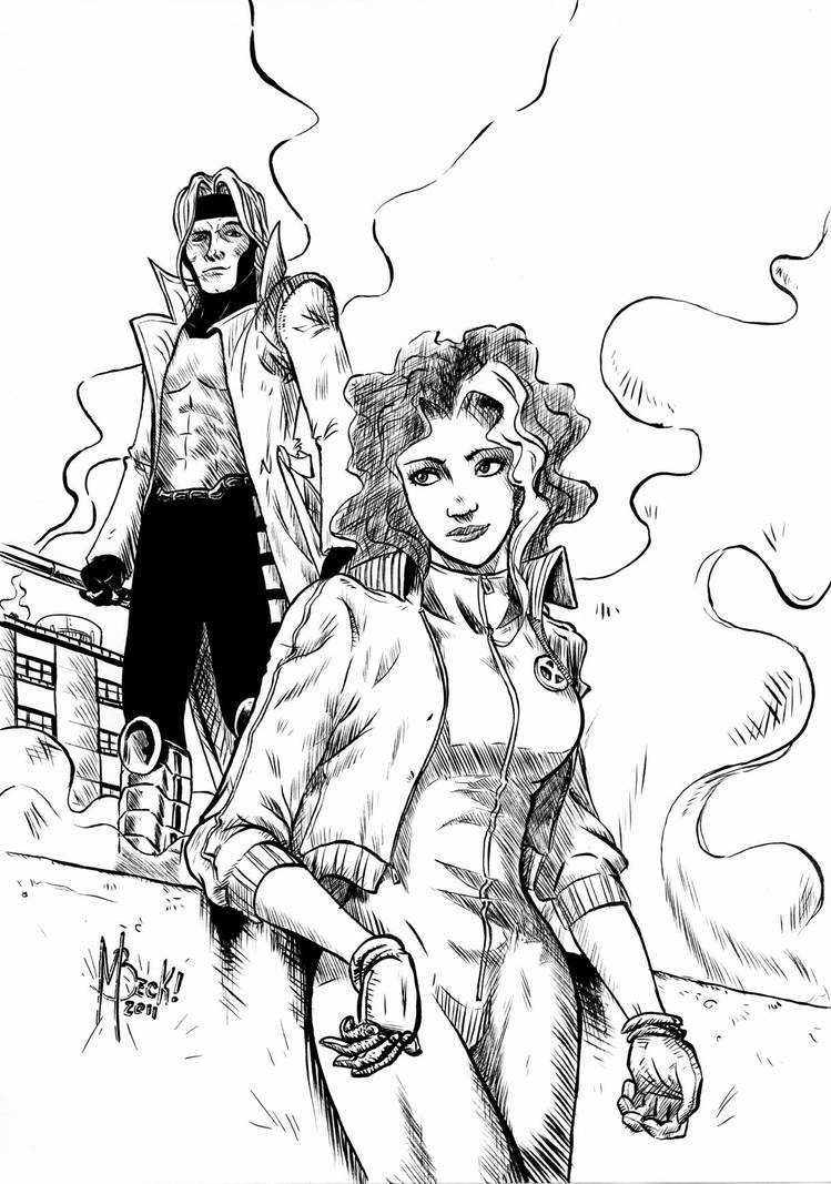Gambit and Rogue by beckzera