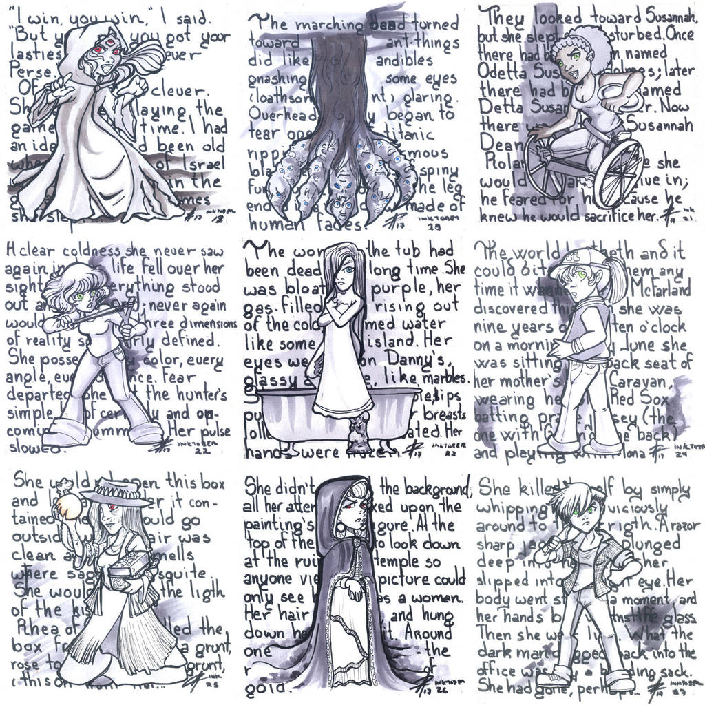 Stephen King ladies, Inktober 2017 part 3 by luxshine