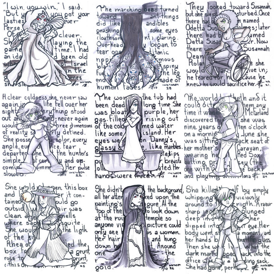 Stephen King ladies, Inktober 2017 part 3 by luxshine