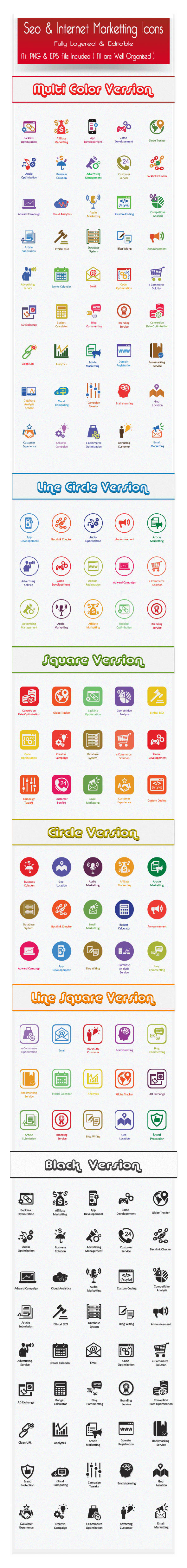 Flat SEO Icons and Internet Marketing Icons by CURSORCH