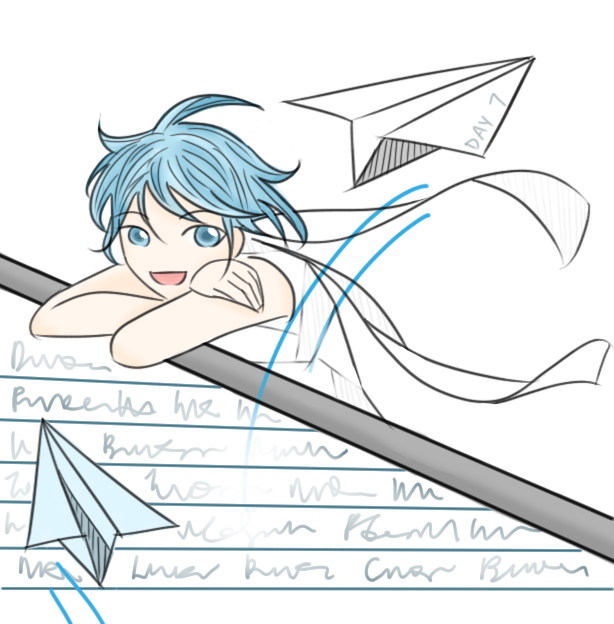 7 Day Drawing Challenge - Day 7 - Paper Plane by FloatingPinkElephant