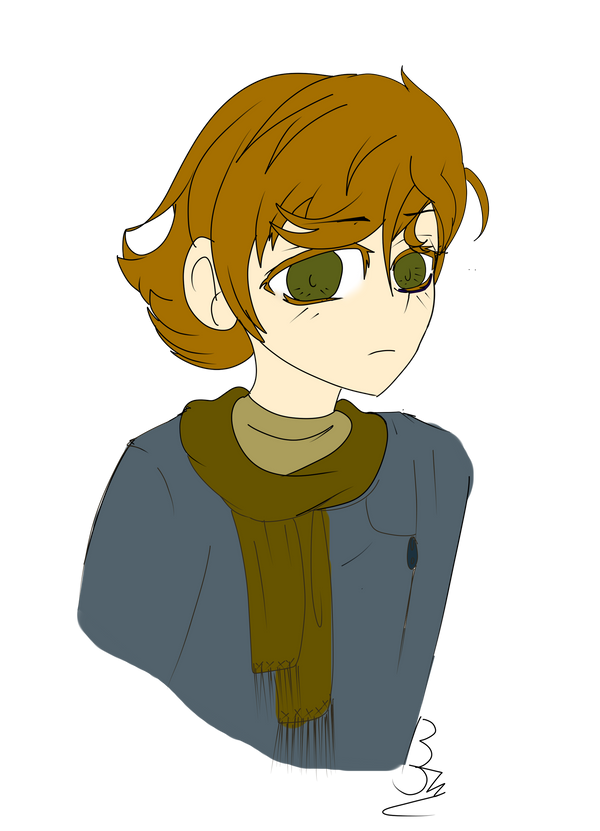 Anime Girl Brown Hair Hazel Eyes Blue Sweater Kawaii