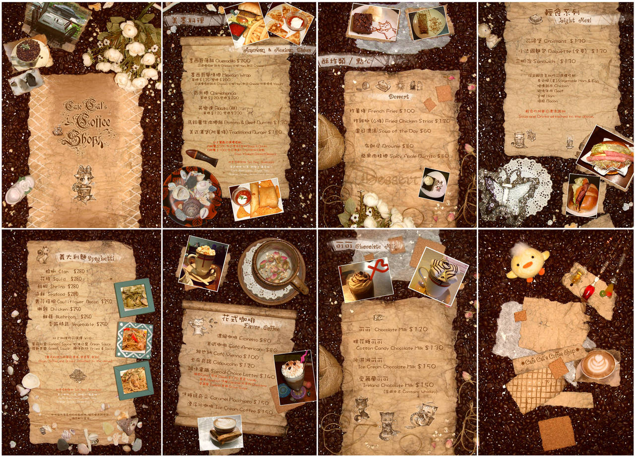 'Coffee Cat' menu design by RenieDraws