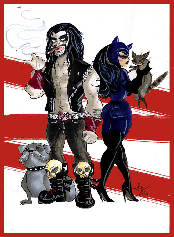 Lobo and Catwoman Commission by TracyLeeQuinn