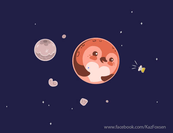 Kawaii Pluto Penguin Planet and Moons (Zazzle) by KazFoxsen