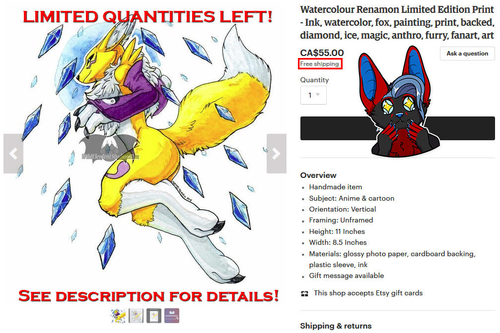 Limited Edition Renamon Print Sale by Temrin
