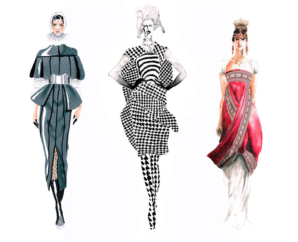 Alexander McQueen fashion illustrations by yaaqor on DeviantArt