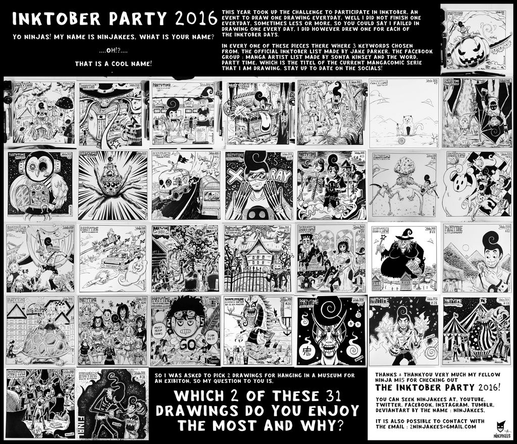 INKTOBER PARTY 2016 - WHICH 2 YOU ENJOY THE MOST!? by N1NJAKEES
