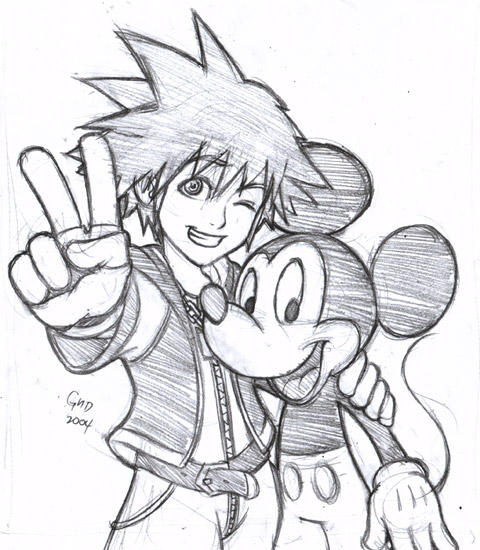 Sora and Mickey Sketch by gndagnor on DeviantArt