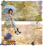 Blue Teacup Collage 1 by AeliaNaqwiDesigns