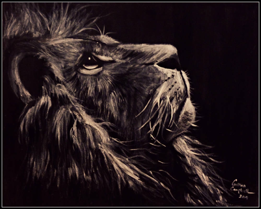 Black And White Lion Painting By Gilly15 On Deviantart Black And White Lion Painting By Gilly15