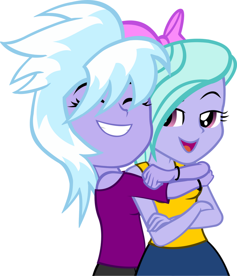 Hugging Cloudchaser and Flitter EQG style by IronM17 on 