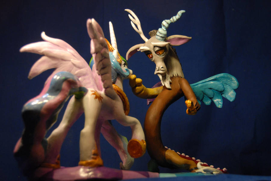 MLP - Celestia and Discord Sculpture - again by Miki-