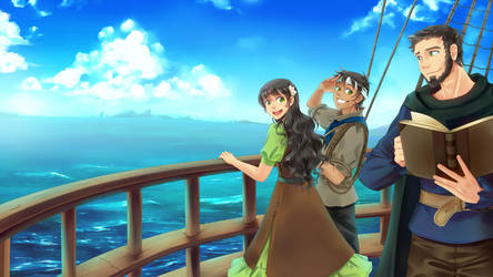 Commission - Three at the sea by DejiNyucu