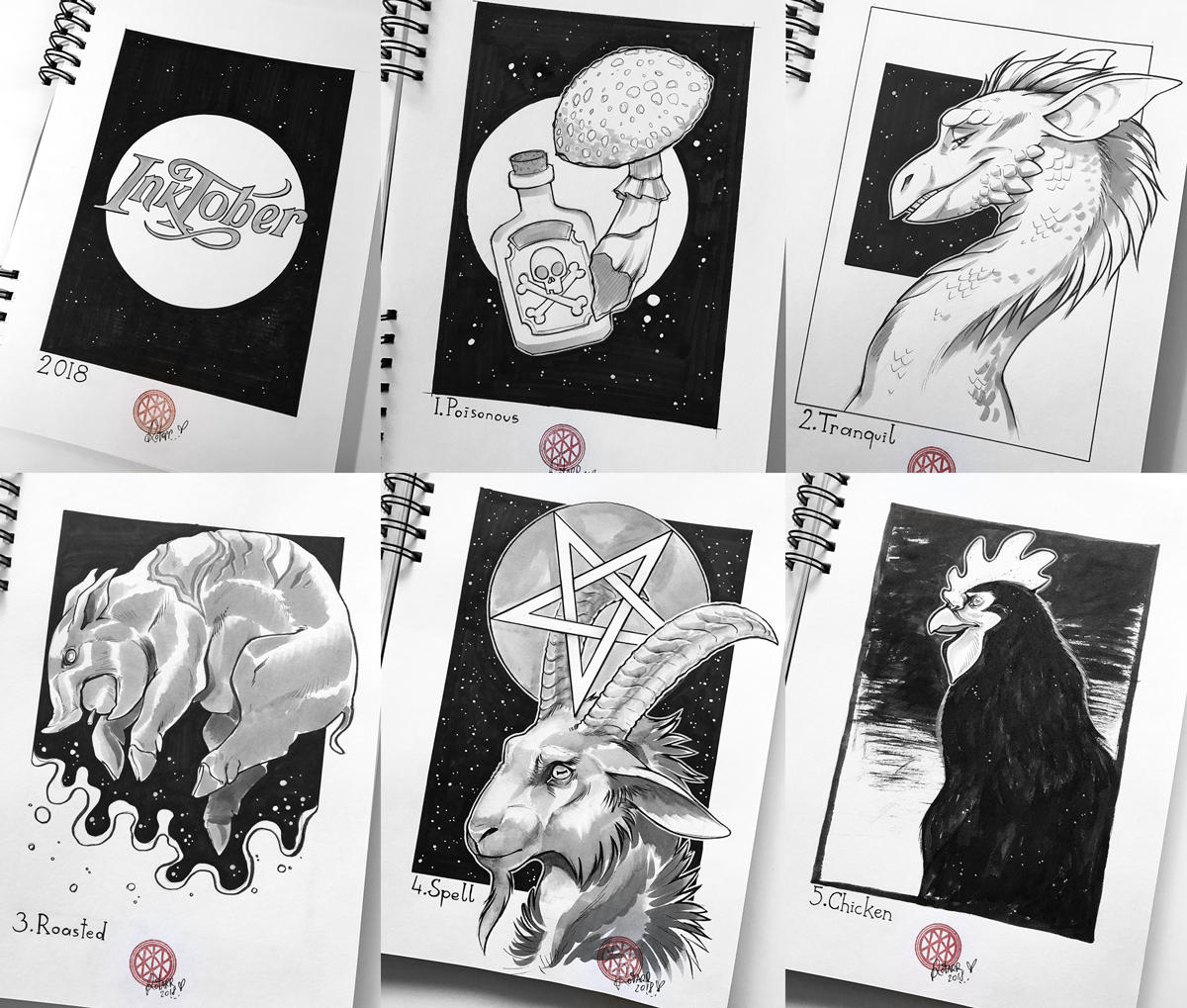 Inktober 2018 1-5 by FlyQueen