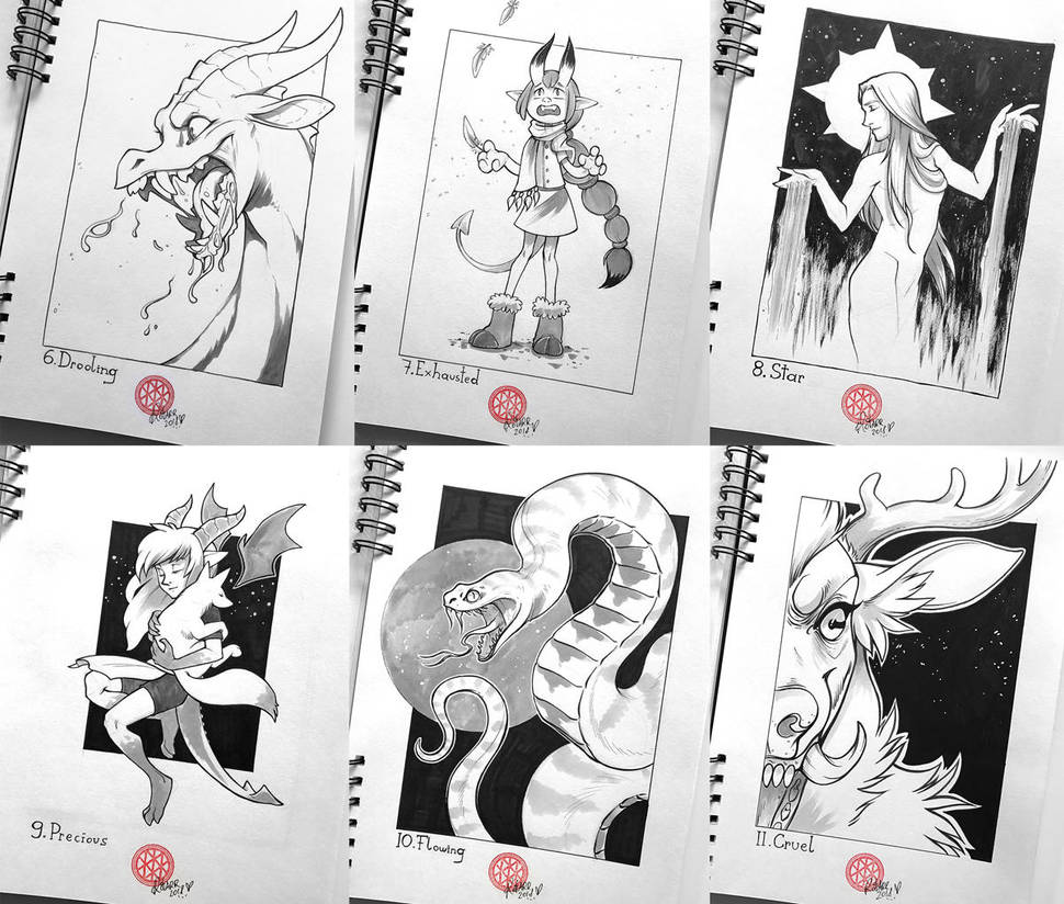 Inktober 2018 6-11 by FlyQueen