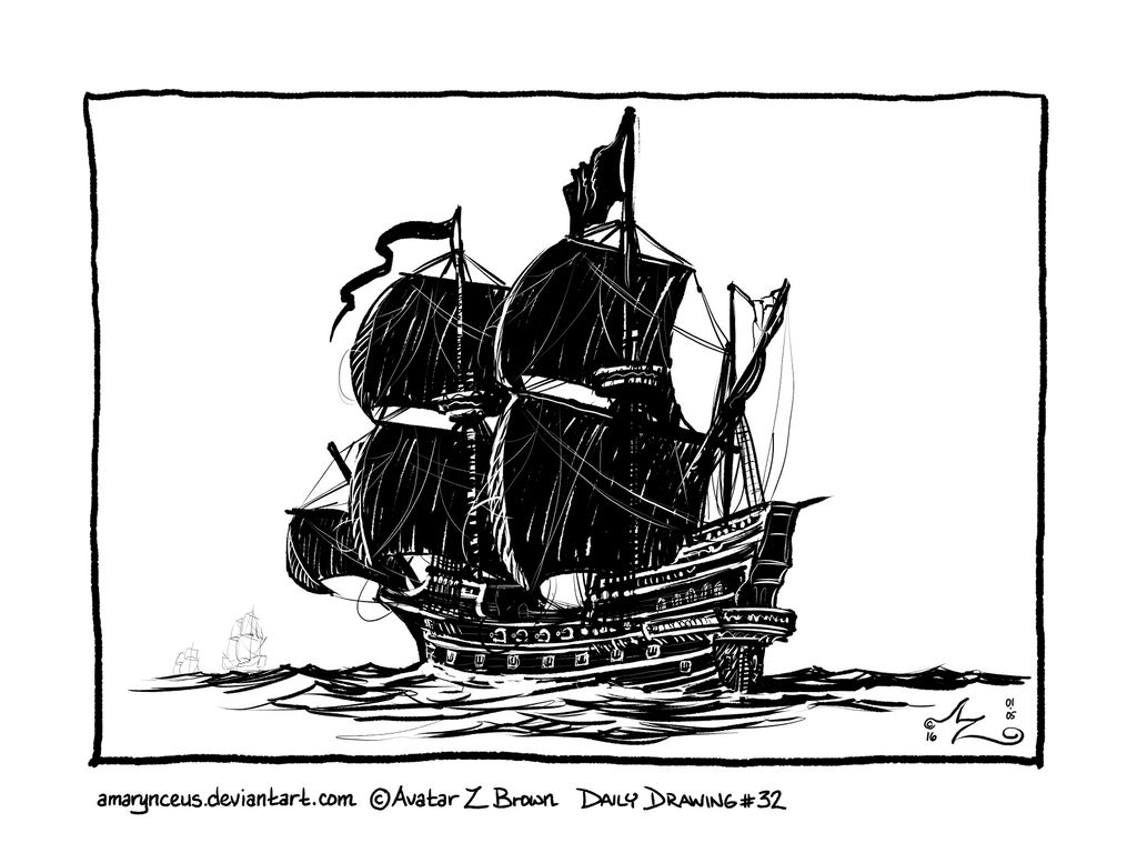 Daily Draw 0032 - Black Galleon by Amarynceus on DeviantArt