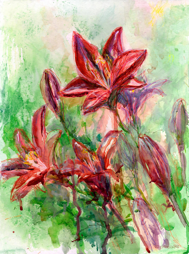 Red Lilies by linandara