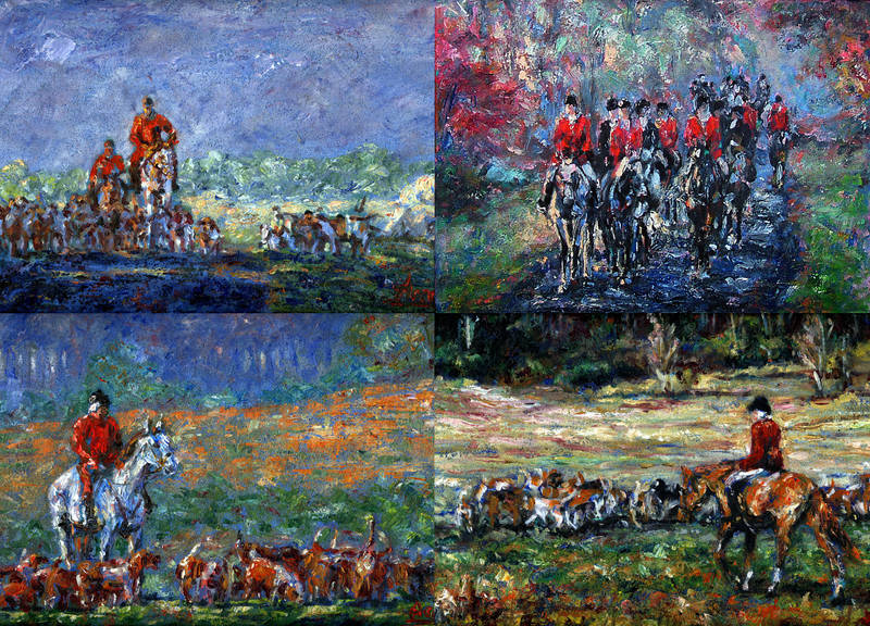 Four Fox Hunting Paintings by linandara