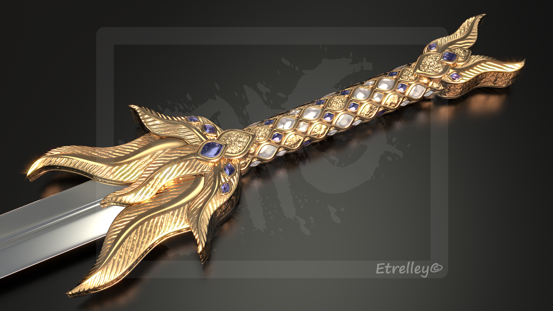 Golden Feather Sword - OC by Etrelley