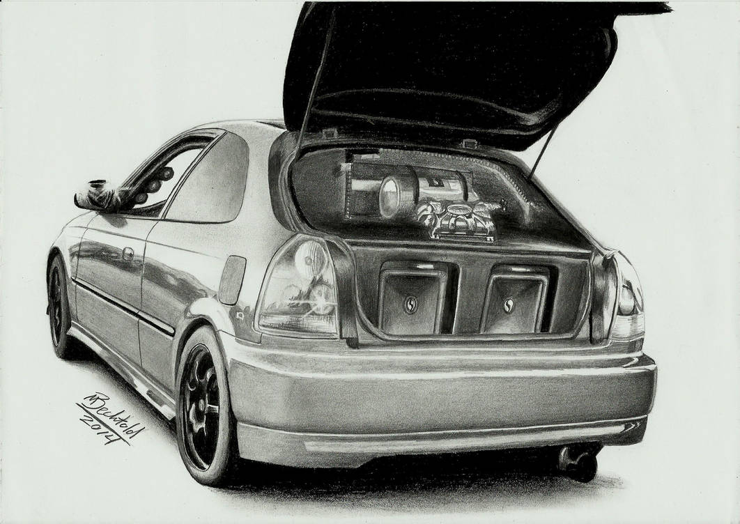 Honda Civic 6 Tuning Realistic Car Drawing by MaxBechtold ...
