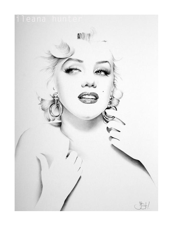 Marilyn Minimal Portrait with Hoop Earrings by IleanaHunter