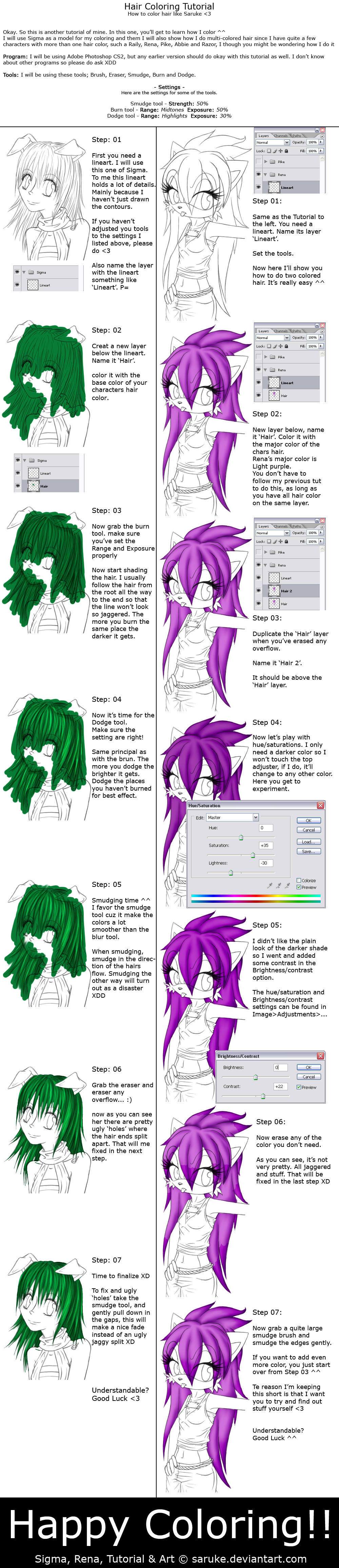 Tutorial PS - Hair Coloring by Saruke