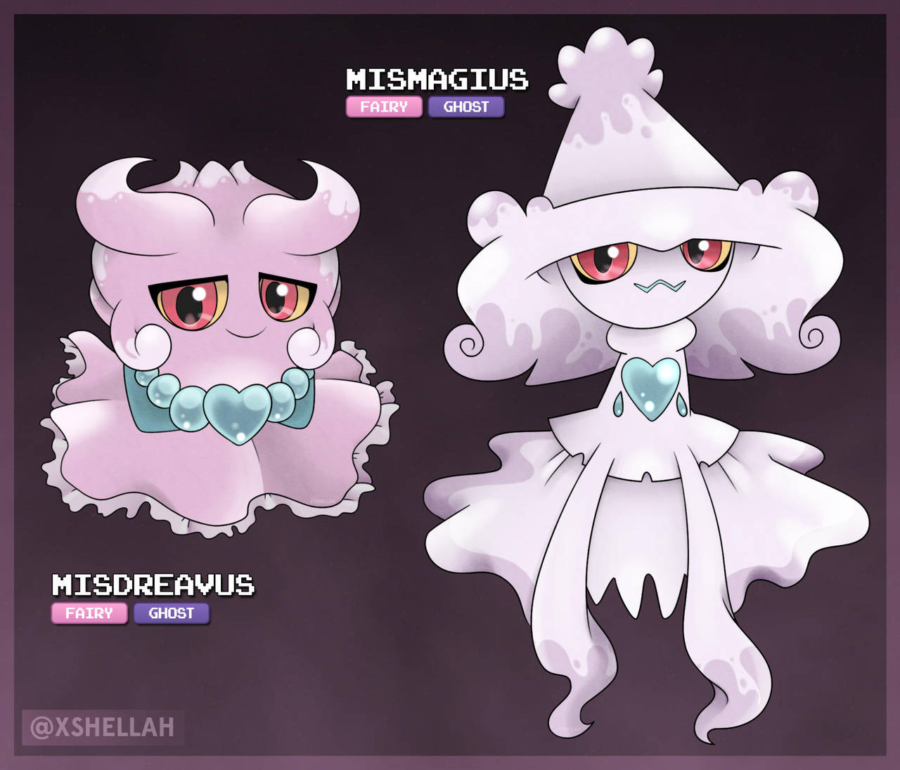 Alola Form - Misdreavus and Mismagius by Shellahx