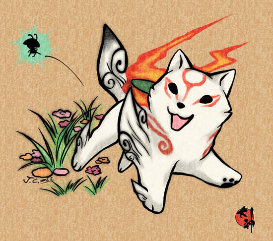 Chibi Okami with Issun by J-C