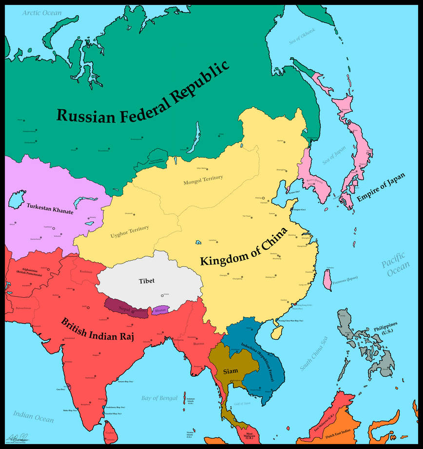 Map of Asia: 1930 (World War I - German Victory) by MimicThatThing on