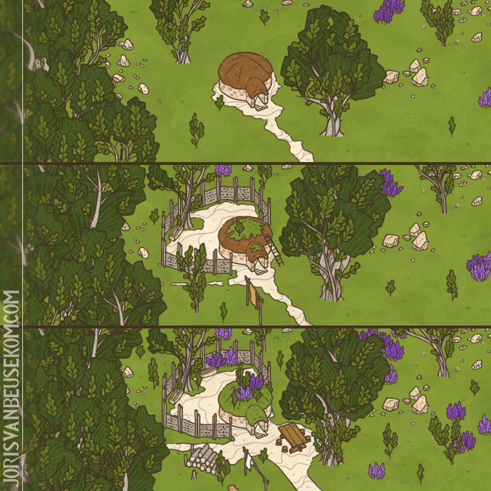 The Small Green Hut and the Tree by Rochnan