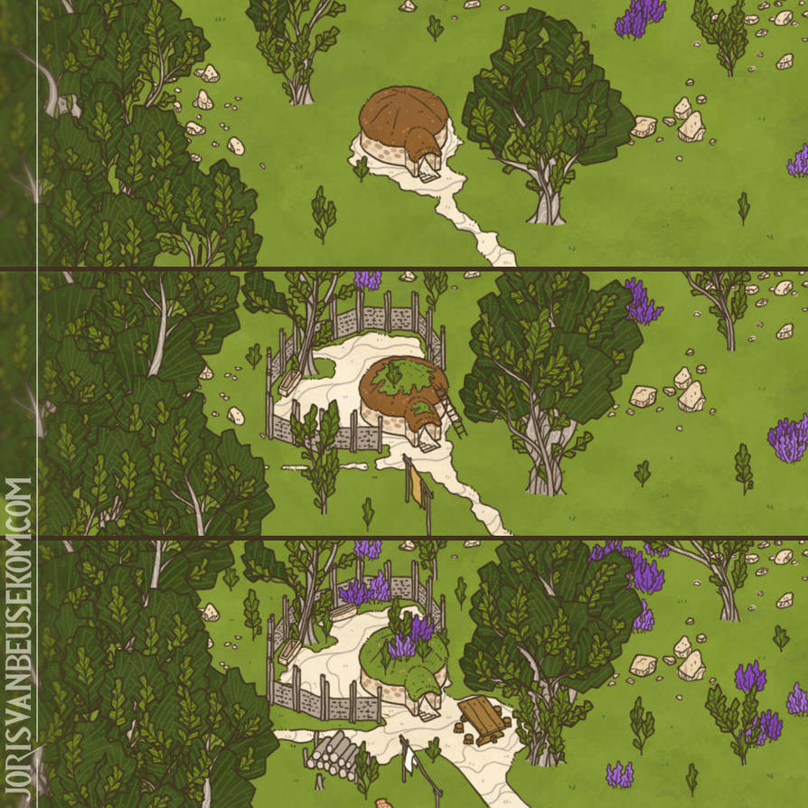 The Small Green Hut and the Tree by Rochnan