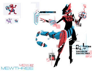 Pokemon Fusion 11 Mewthree (Porygon + Mewtwo) by BonnyJohn