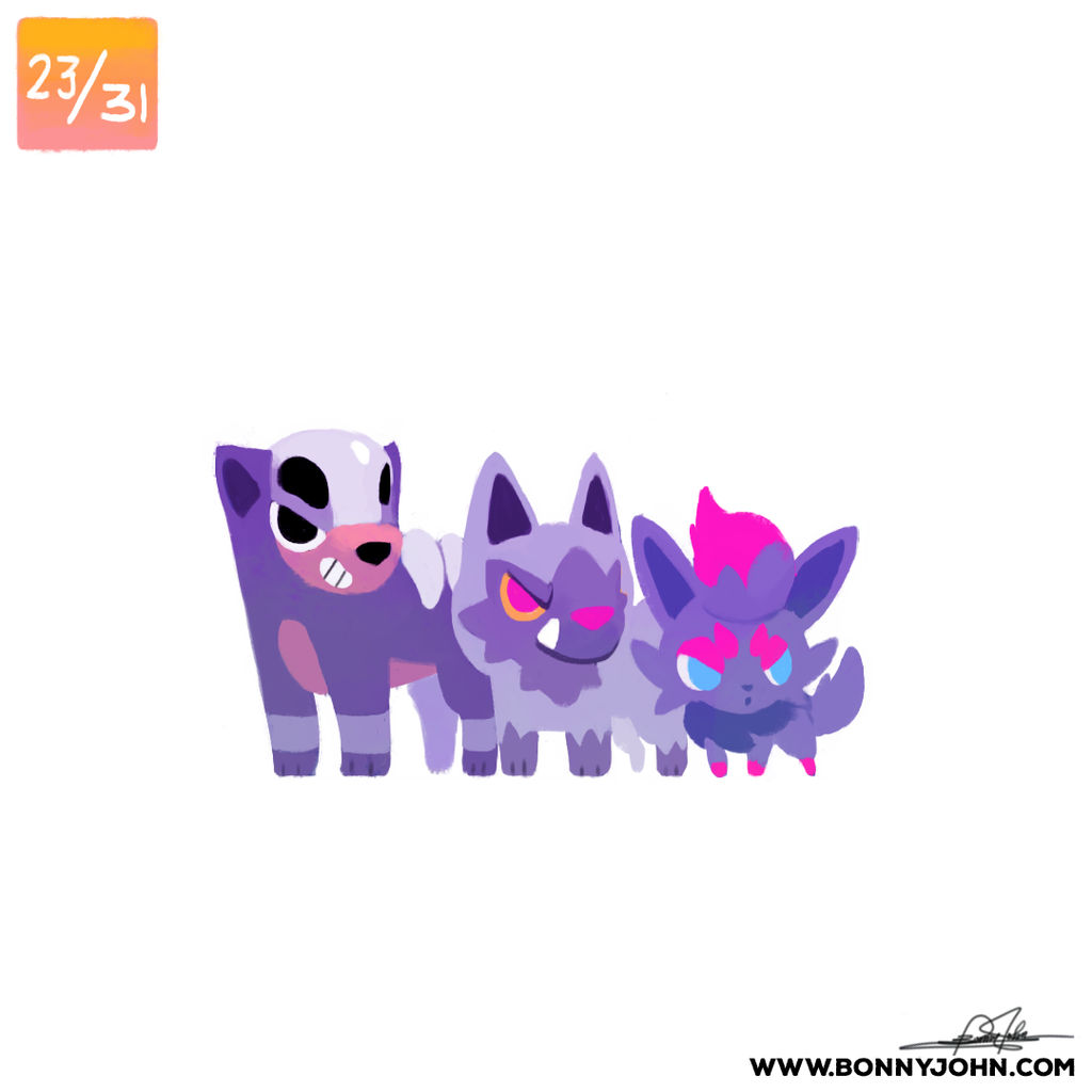 10/23 - Houndour, Poochyena, and Zorua! by BonnyJohn