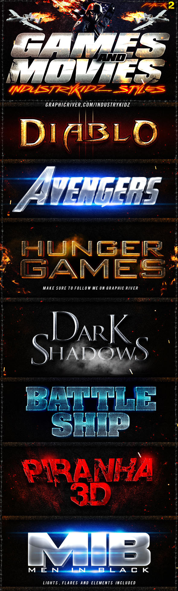 Game and Movies Photoshop Styles V2 by Industrykidz