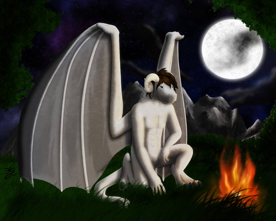 Sitting at the fire by Elik-Chan