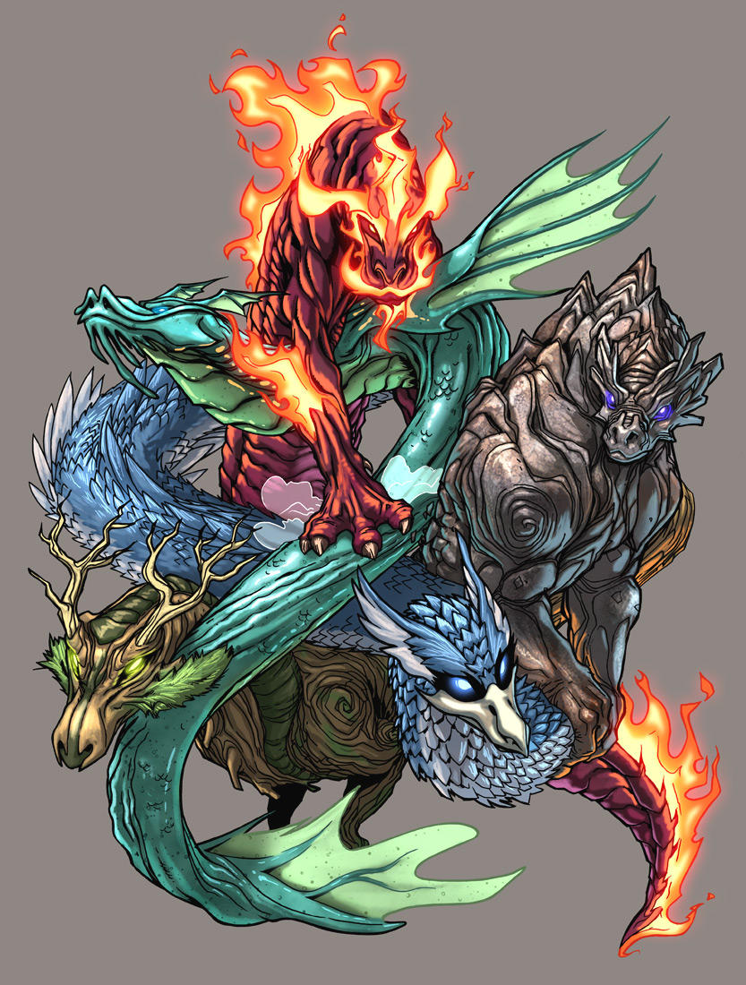 Elemental Dragons - Color by UdonCrew
