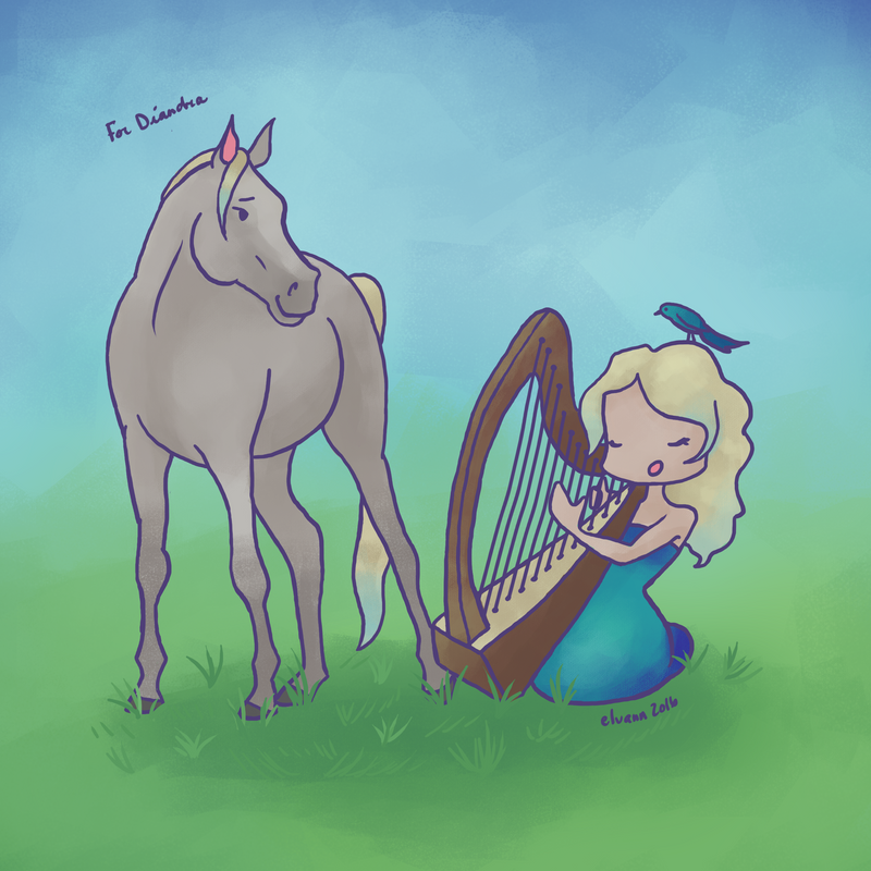 The Harpist and the Horse by Elvann