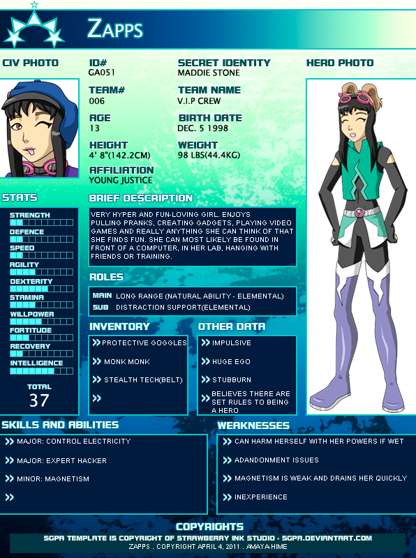 SGPA: Zapps Profile by AmayahimeDoodles