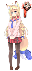 Kitsune girl render 4 by Tomoe-Waterfox