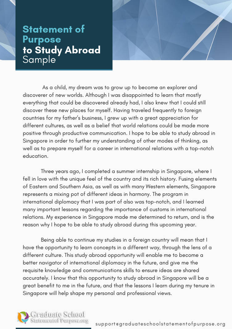 Study abroad essays examples