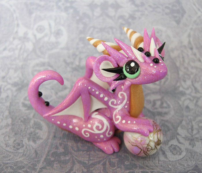Pink Swirl Baby Dragon by DragonsAndBeasties