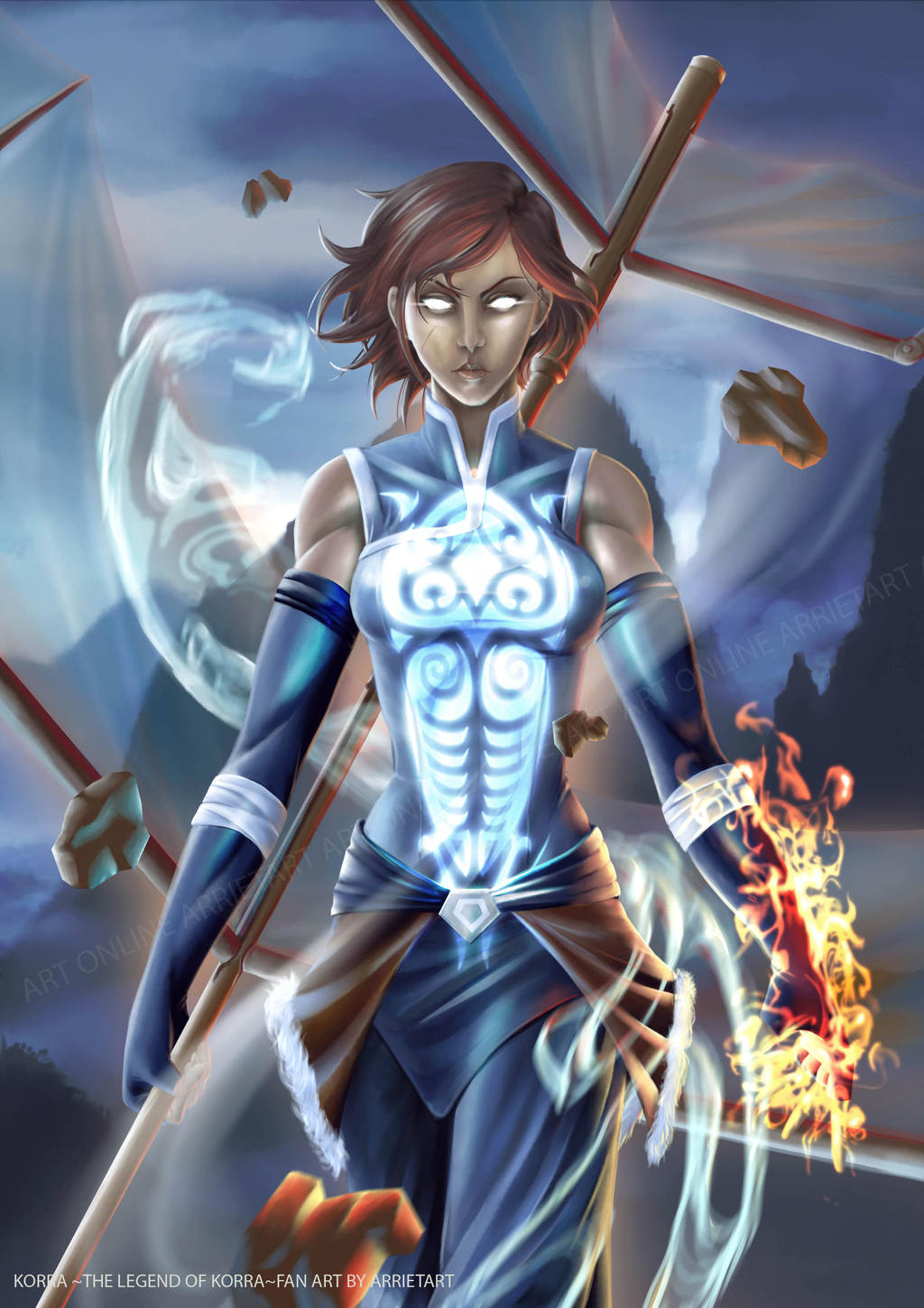 Korra Avatar state by Arrietart