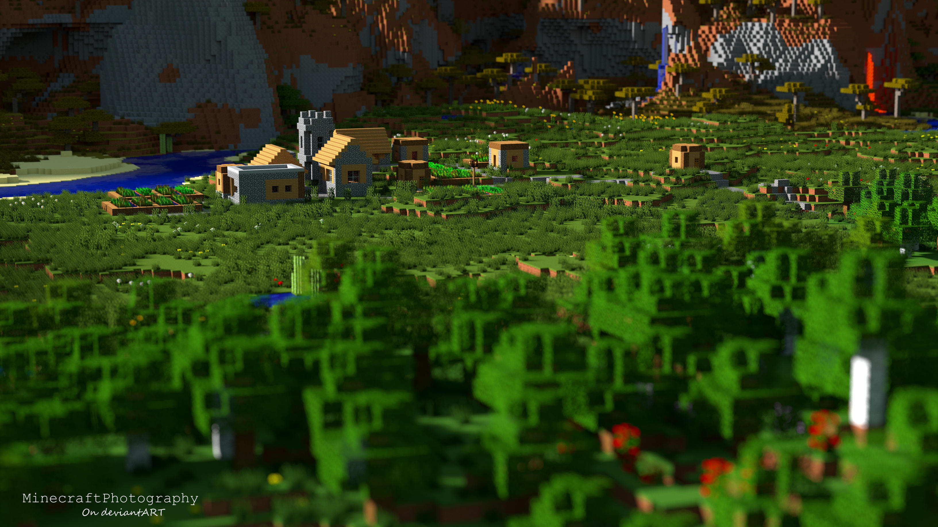 Minecraft | Plains Village (High Res. Wallpaper) by MinecraftPhotography
